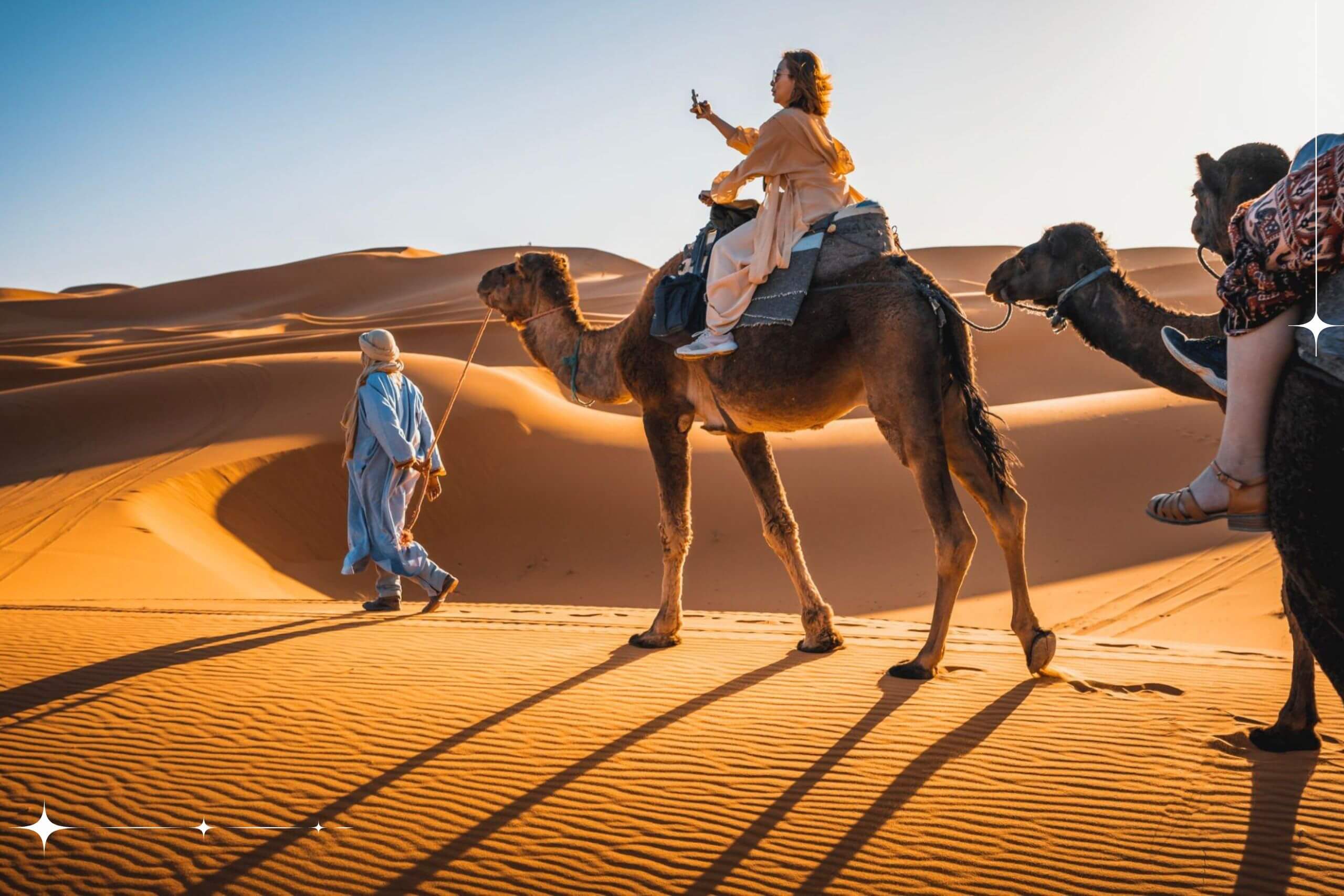 Randonnée chamelière dans les dunes de Merzouga avec guide local