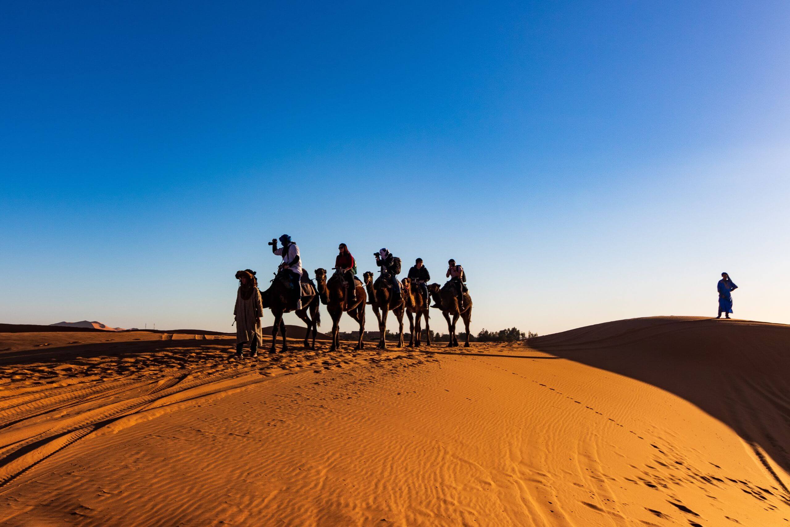 Merzouga désert _ immensité saharienne sous un ciel bleu clair